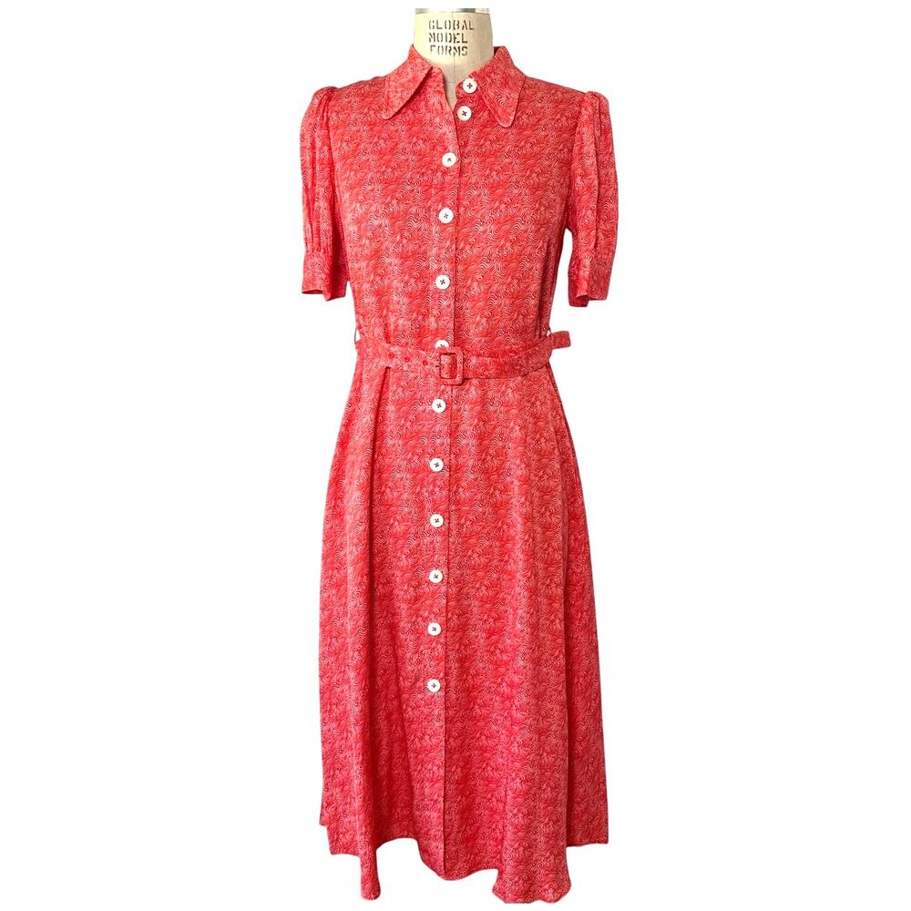 L.K.Bennett Valerie Abstract Swirl Shirt Dress in Pink/Multi US Size 6 New